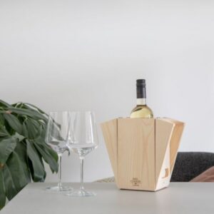 Caja madera FSC para regalo botella vino y cubitera